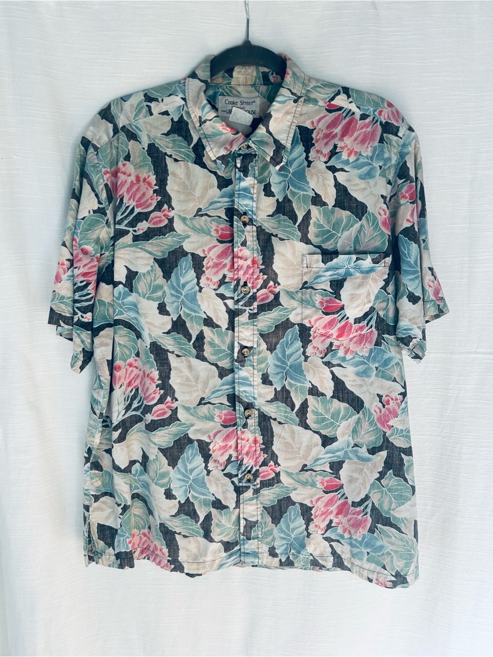 Cooke Street Tropical‎ Hawaiian Floral Button-Up Shirt — Pink, Teal, Cream
